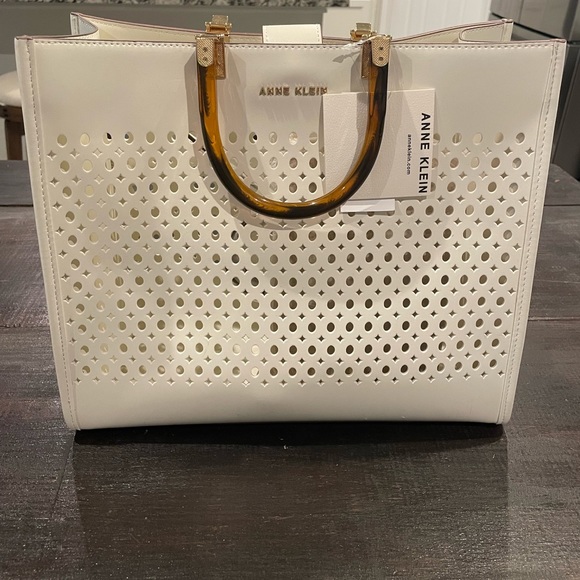 Anne Klein Perforated Tote Bag 2 in 1 with Pouch - Picture 1 of 12